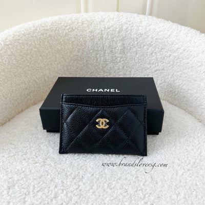 Chanel Classic Flat Card Holder in Black Caviar GHW