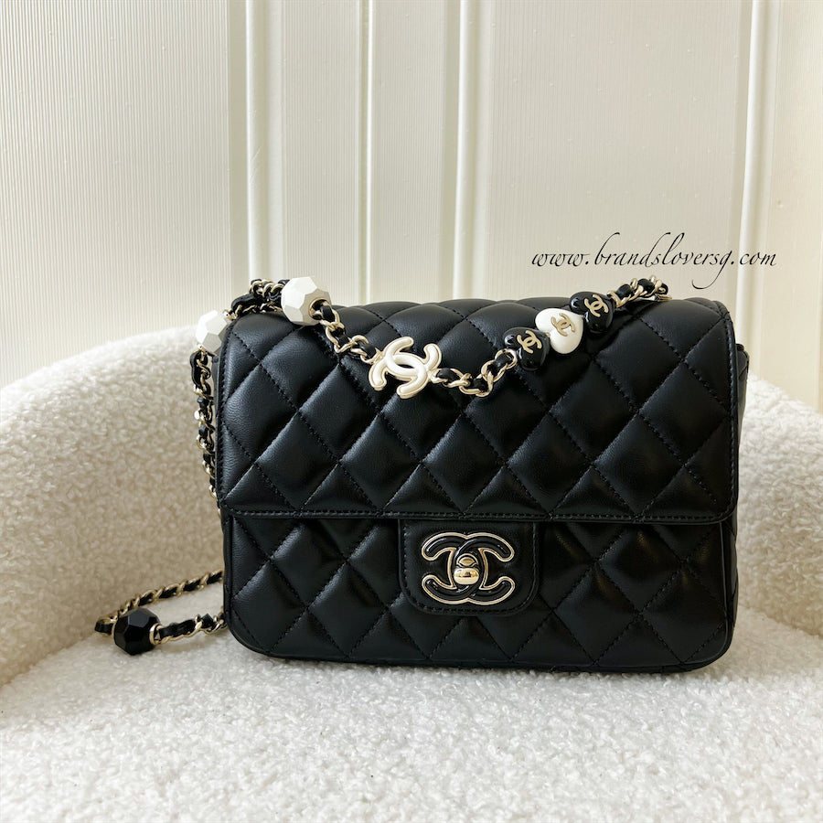 Chanel 23P Square Mini Flap in Black Lambskin LGHW – Brands