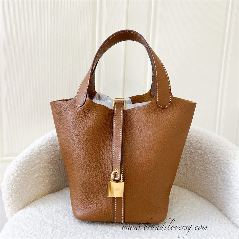 Hermes Picotin Lock 18 in Gold Clemence Leather GHW