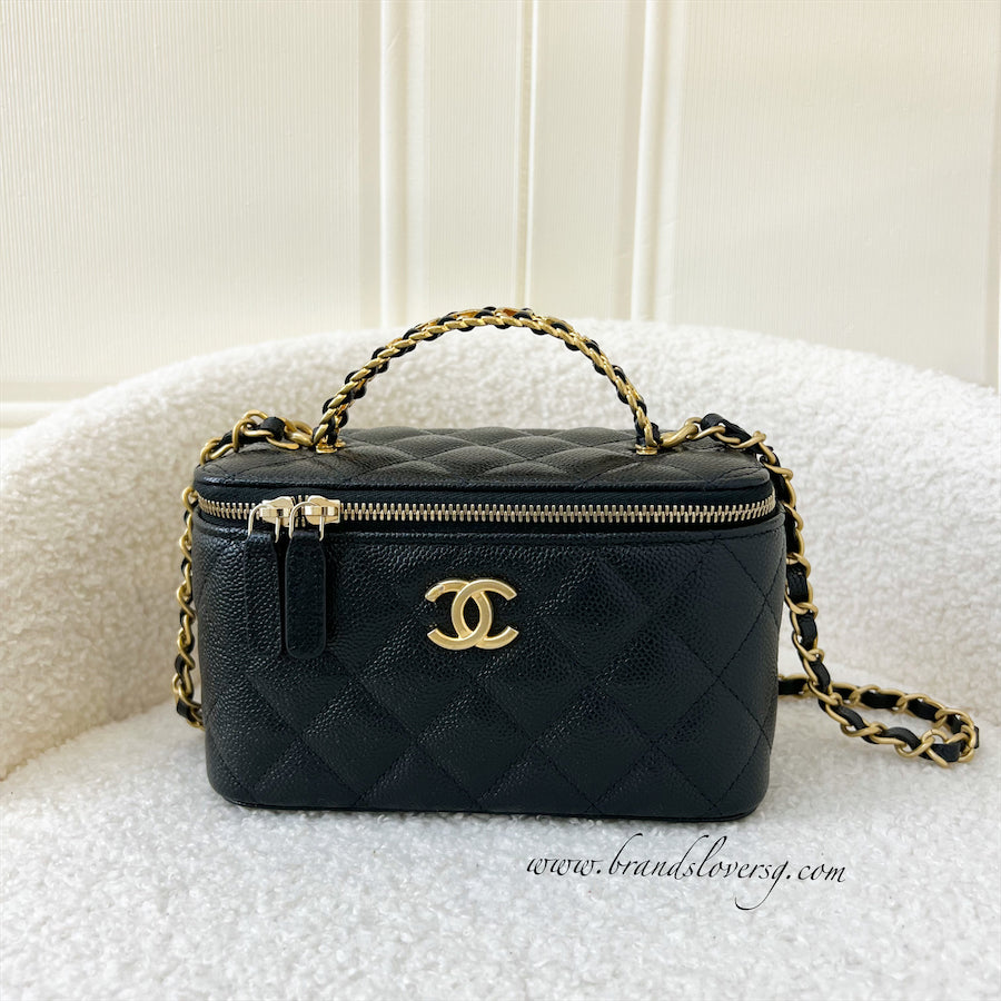 Chanel 22S Pick Me Up Top Handle Small Vanity in Black Caviar AGHW