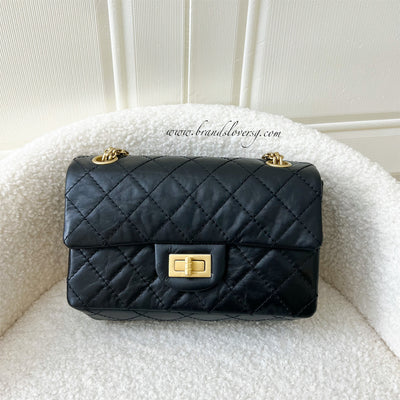 Chanel 2.55 Reissue Mini Flap in Black Distressed Calfskin AGHW