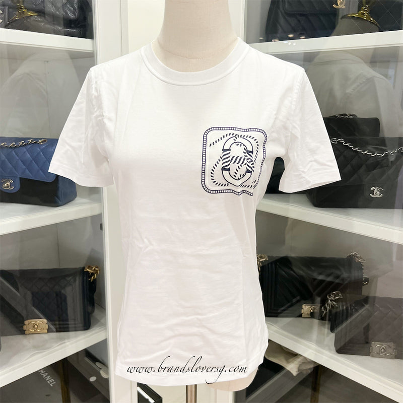 Hermes T-shirt Micro Cande 90 Blanc Sz 38