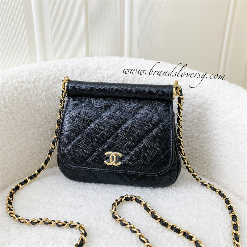 Chanel 22K Micro Clutch with Chain in Black Caviar GHW