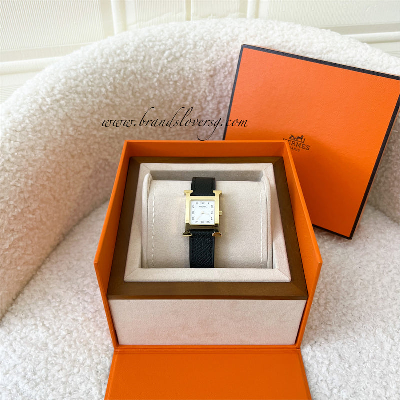 Hermes Heure H PM Watch with Black Epsom Strap and GHW