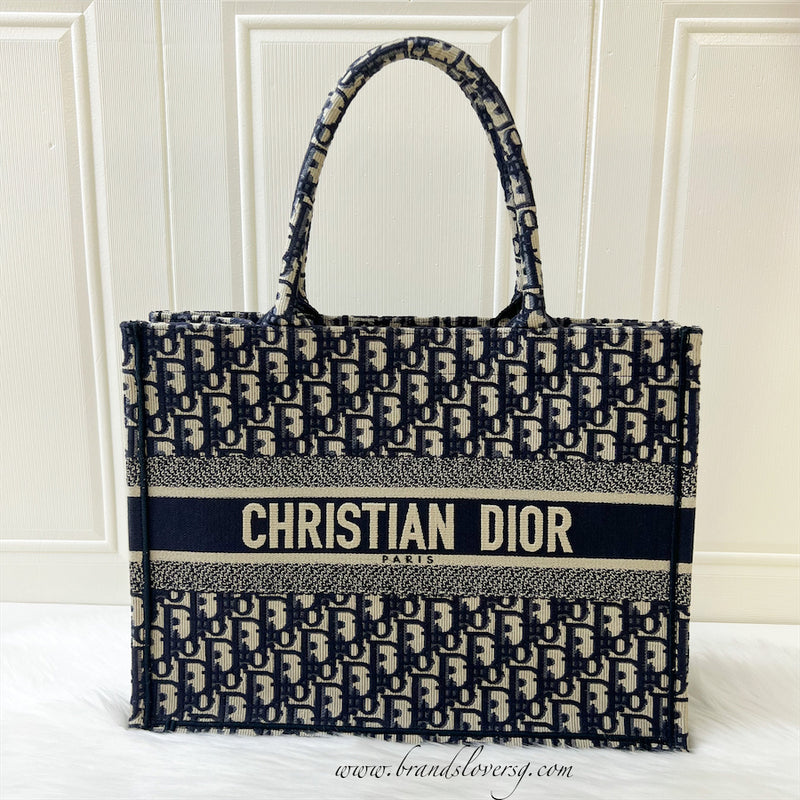 Dior Medium Book Tote in Blue Oblique Canvas