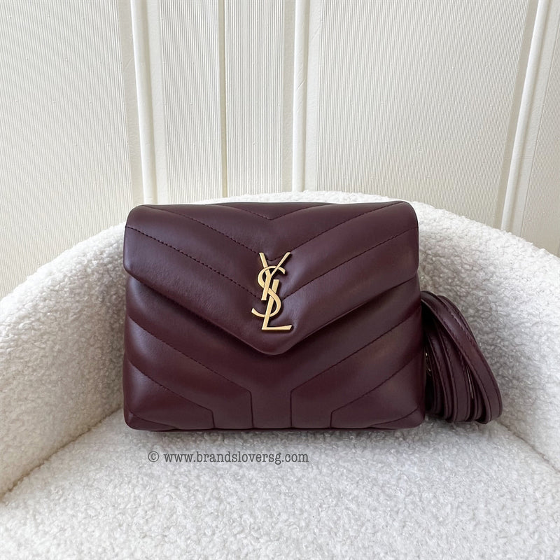 Saint Laurent YSL Toy Loulou in Burgundy Red Calfskin GHW