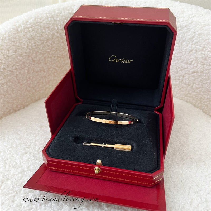 Cartier Love Bracelet Small Model SM in 18K Rose Gold Sz 17