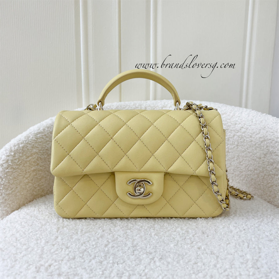 Chanel Top Handle Rectangle Mini Flap in 22P Yellow Lambskin LGHW – Brands  Lover