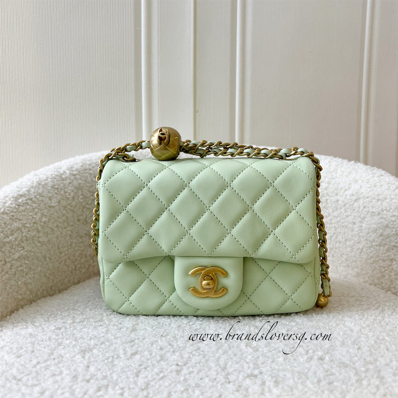 Chanel Pearl Crush Square Mini Flap in 22C Avocado Green Lambskin
