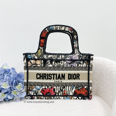 Dior Mini Book Tote in Embroidered Mille Fleurs Canvas