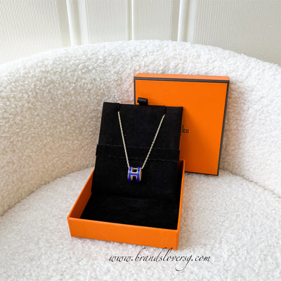 Hermes Pop H Necklace in Bleu Royal Enamel RGHW