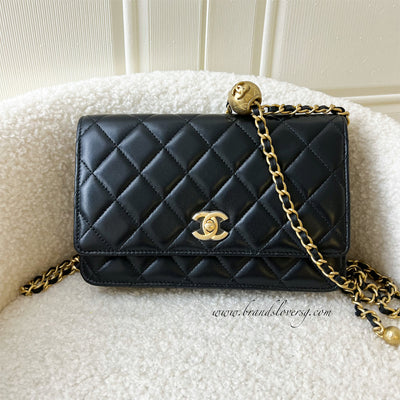 Chanel Pearl Crush Wallet on Chain WOC in Black Lambskin AGHW