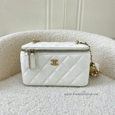 Chanel Pearl Crush Small Vanity in White Lambskin GHW