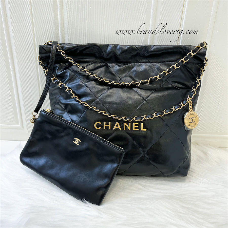 Chanel 22 Small Hobo Bag in Black Calfskin and AGHW – Brands Lover