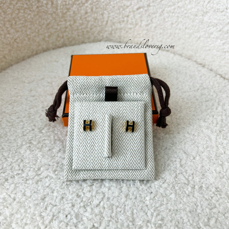 Hermes Mini Pop H Earrings in Noir GHW