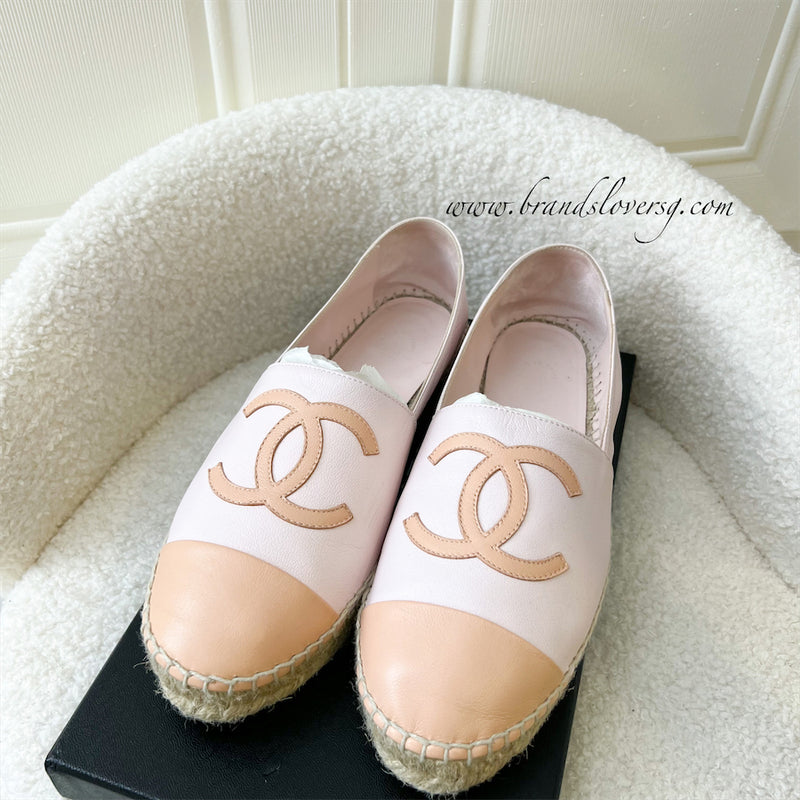 Chanel Espadrilles in 2-tone Pink Leather Sz 37