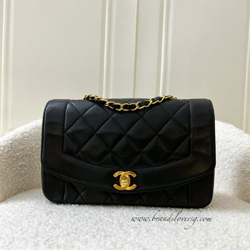 Chanel Small 22cm Diana Flap in Black Lambskin and 24K GHW