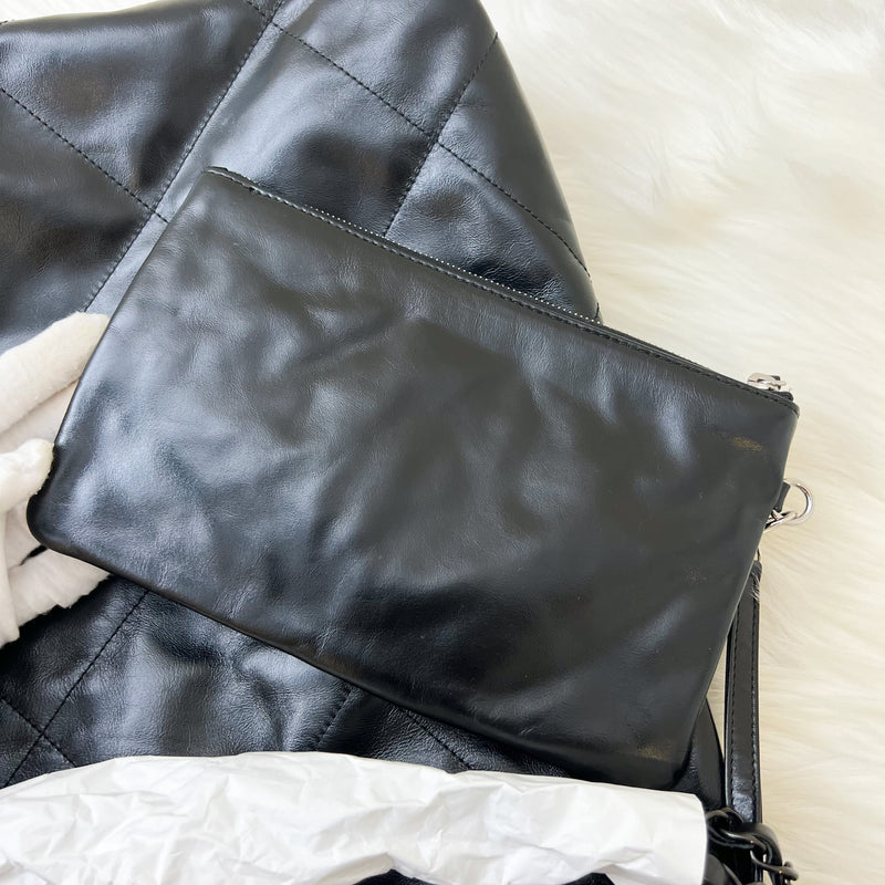 Chanel 22 Medium Hobo Bag in Black Calfskin and Black HW