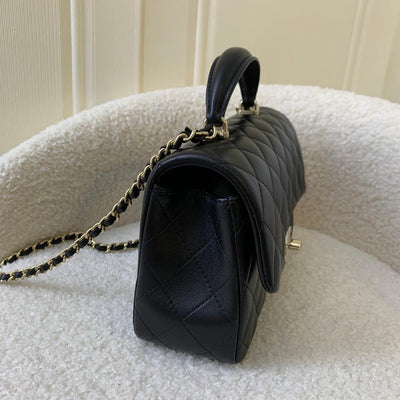 Chanel Top Handle Mini Rectangle Flap in Black Lambskin LGHW