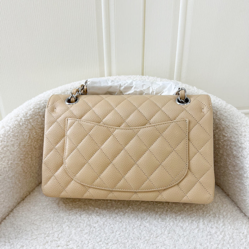 Chanel Small Classic Flap CF in Beige Caviar SHW