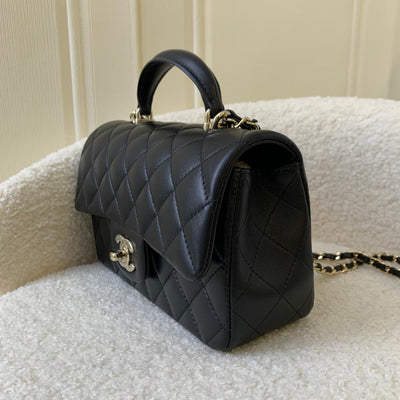 Chanel Top Handle Mini Rectangle Flap in Black Lambskin LGHW