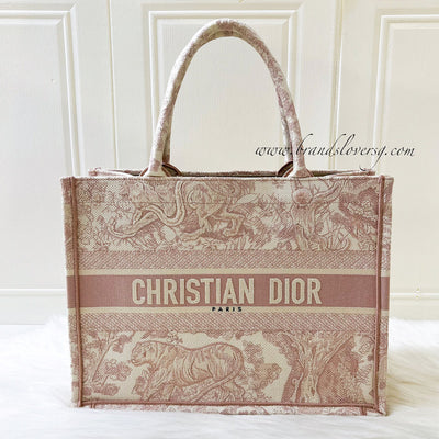 Dior Medium Book Tote in Light Pink Toile De Jouy Embroidered Canvas