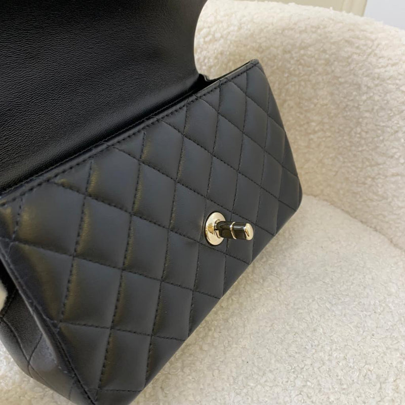 Chanel Top Handle Mini Rectangle Flap in Black Lambskin LGHW