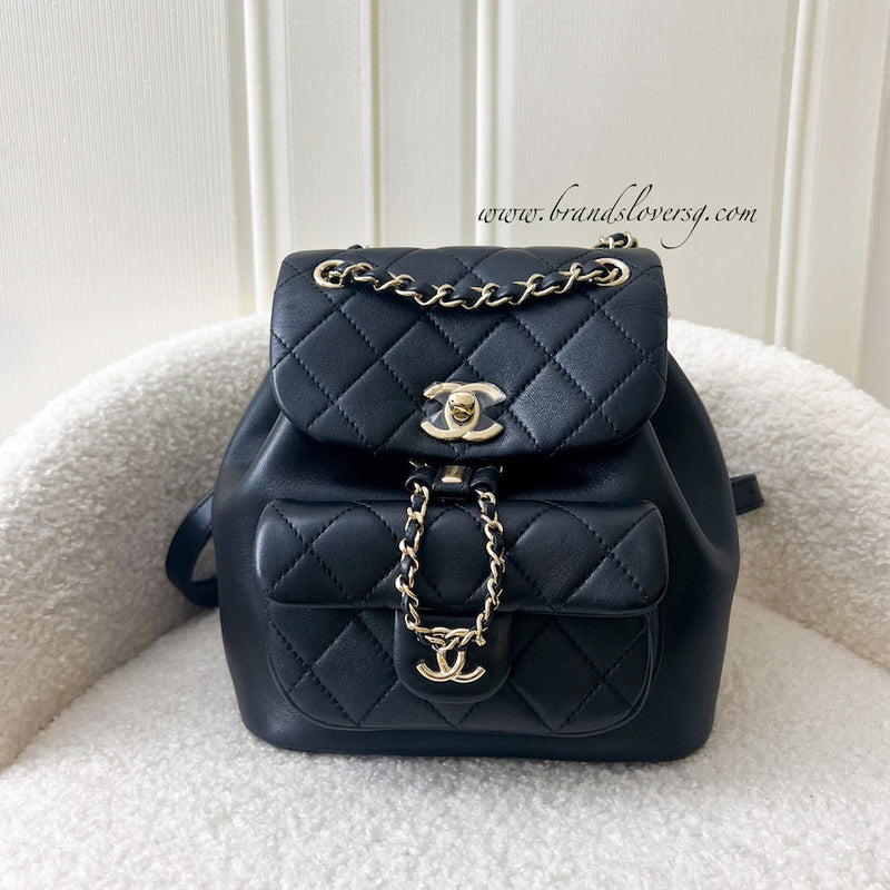 Chanel 22A Duma Mini Backpack in Black Lambskin LGHW