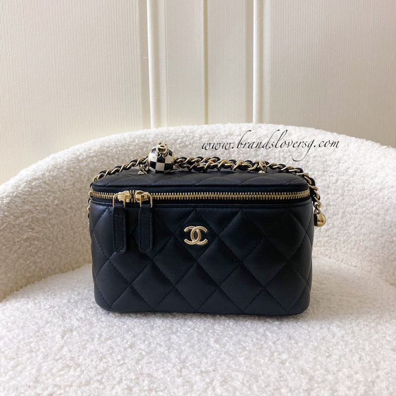 Chanel 23C Pearl Crush Small Vanity in Black Lambskin LGHW