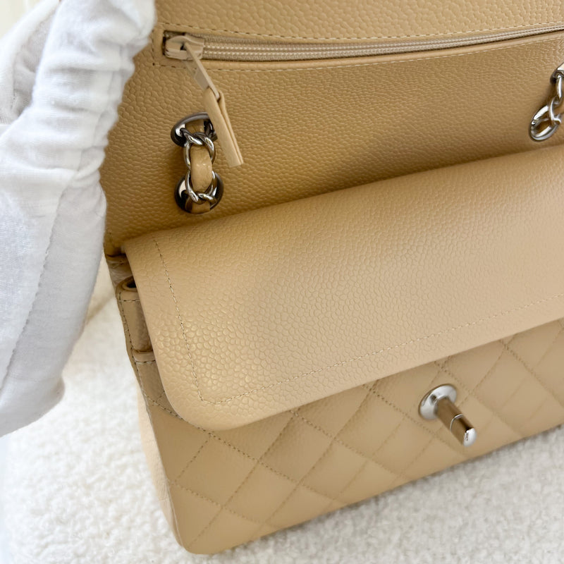 Chanel Small Classic Flap CF in Beige Caviar SHW