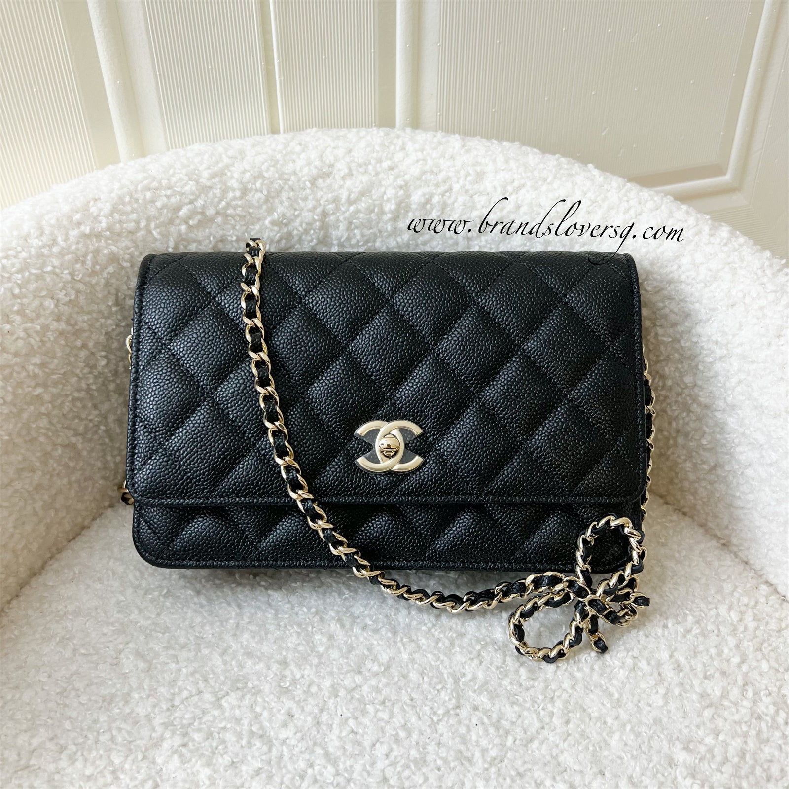 Chanel 23S Ribbon Chain Wallet on Chain WOC in Black Caviar LGHW – Brands  Lover